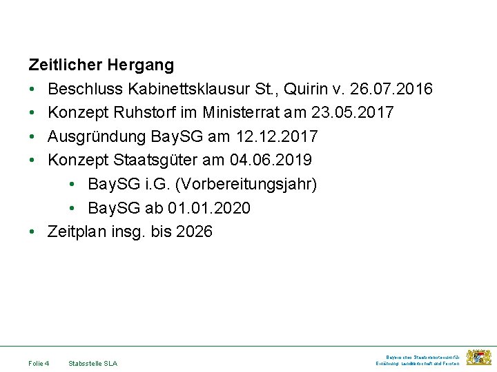 Zeitlicher Hergang • Beschluss Kabinettsklausur St. , Quirin v. 26. 07. 2016 • Konzept