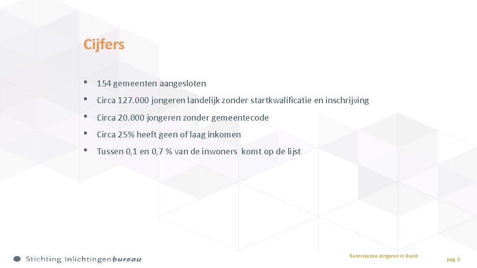 Cijfers • • • 154 gemeenten aangesloten Circa 127. 000 jongeren landelijk zonder startkwalificatie