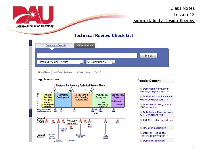  Class Notes Lesson 13 Supportability Design Review Technical Review Check List 8 