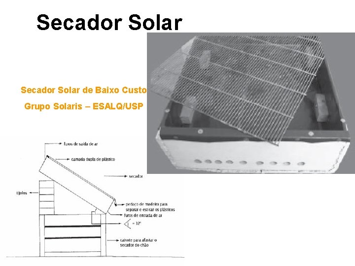 Secador Solar de Baixo Custo Grupo Solaris – ESALQ/USP 