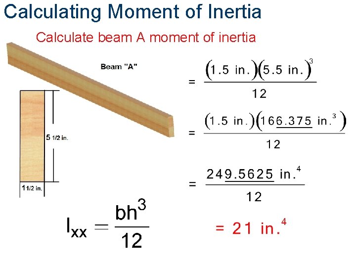 Calculating Moment of Inertia Calculate beam A moment of inertia 