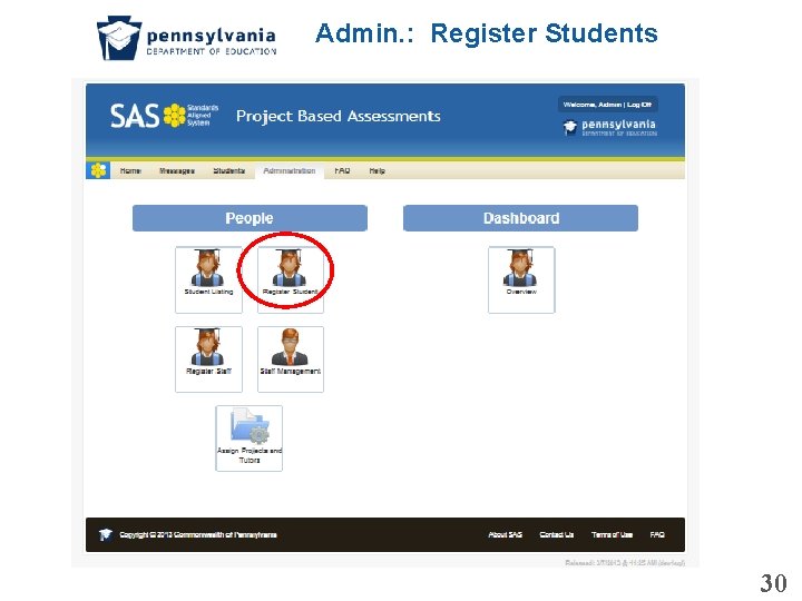 Admin. : Register Students 30 