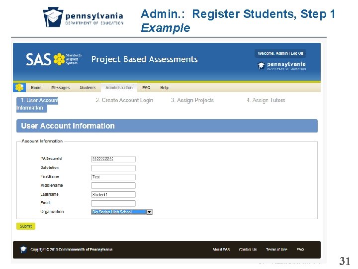 Admin. : Register Students, Step 1 Example 31 