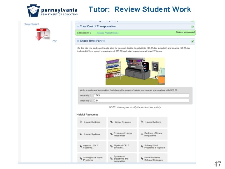 Tutor: Review Student Work 47 