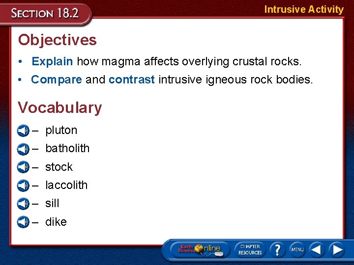 Intrusive Activity Objectives • Explain how magma affects overlying crustal rocks. • Compare and Intrusive Activity Objectives • Explain how magma affects overlying crustal rocks. • Compare and