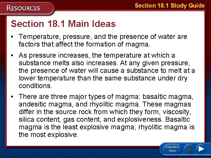 Section 18. 1 Study Guide Section 18. 1 Main Ideas • Temperature, pressure, and Section 18. 1 Study Guide Section 18. 1 Main Ideas • Temperature, pressure, and