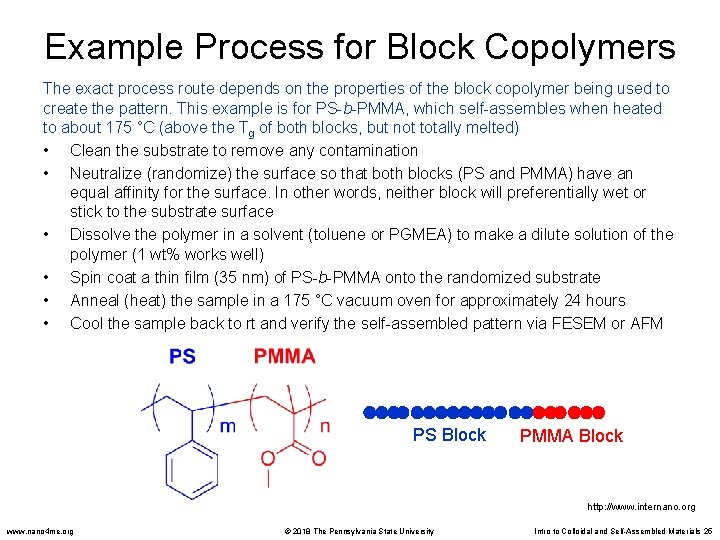 Example Process for Block Copolymers The exact process route depends on the properties of