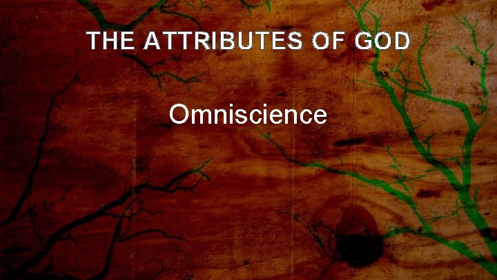 THE ATTRIBUTES OF GOD Omniscience 