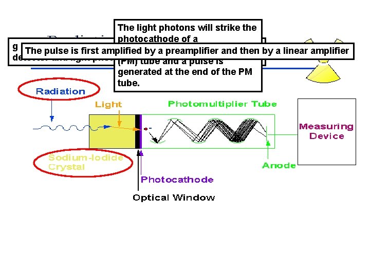The light photons will strike the photocathode of a g rays from a source