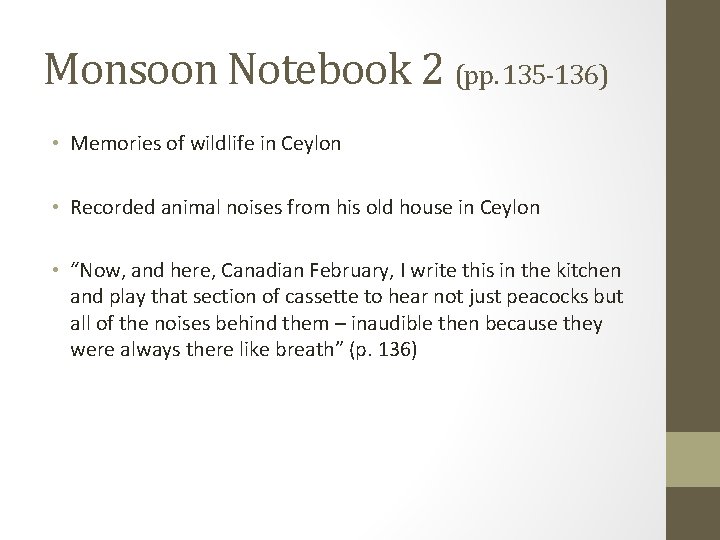 Monsoon Notebook 2 (pp. 135 -136) • Memories of wildlife in Ceylon • Recorded