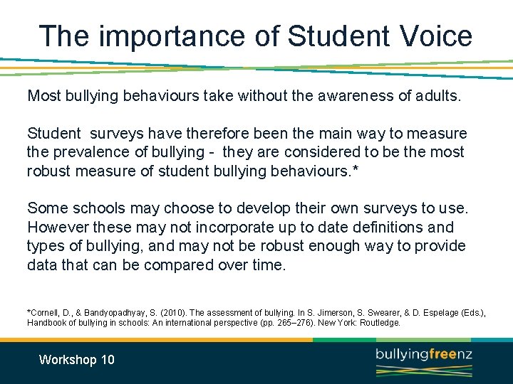 The importance of Student Voice Most bullying behaviours take without the awareness of adults.