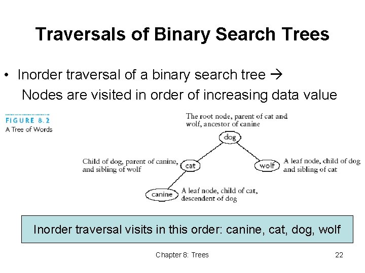 Traversals of Binary Search Trees • Inorder traversal of a binary search tree Nodes