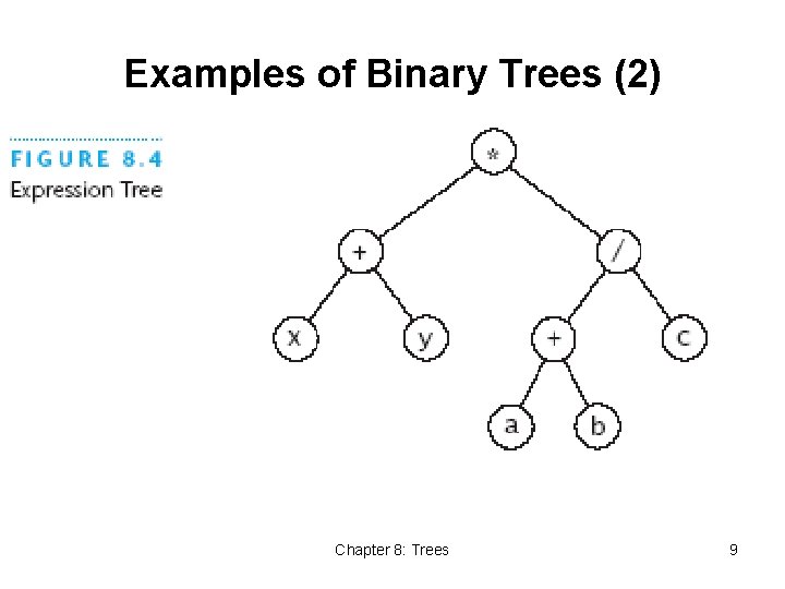 Examples of Binary Trees (2) Chapter 8: Trees 9 