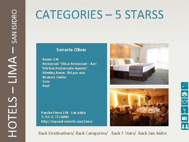 HOTELS – LIMA – SAN ISIDRO CATEGORIES – 5 STARSS Sonesta Olivar -Room: 134.