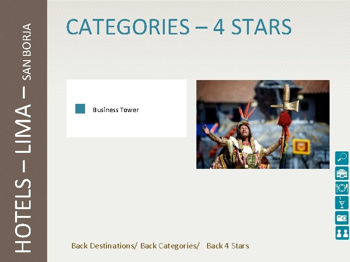 HOTELS – LIMA – SAN BORJA CATEGORIES – 4 STARS Business Tower Back Destinations/
