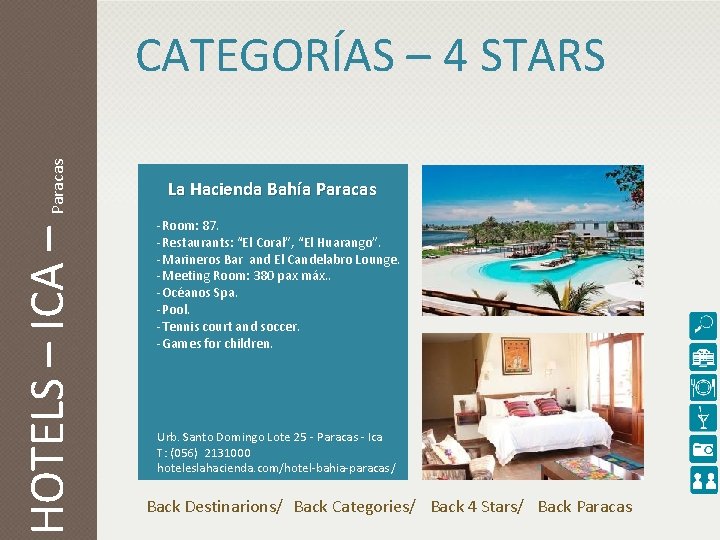 HOTELS – ICA – Paracas CATEGORÍAS – 4 STARS La Hacienda Bahía Paracas -Room: