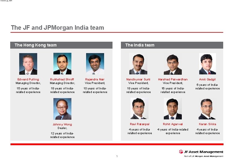 RNINDIA 1. ppt_16345 The JF and JPMorgan India team The Hong Kong team The