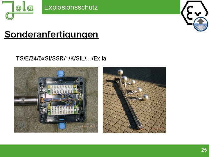 Explosionsschutz Sonderanfertigungen TS/E/34/5 x. SI/SSR/1/K/SIL/…/Ex ia 25 