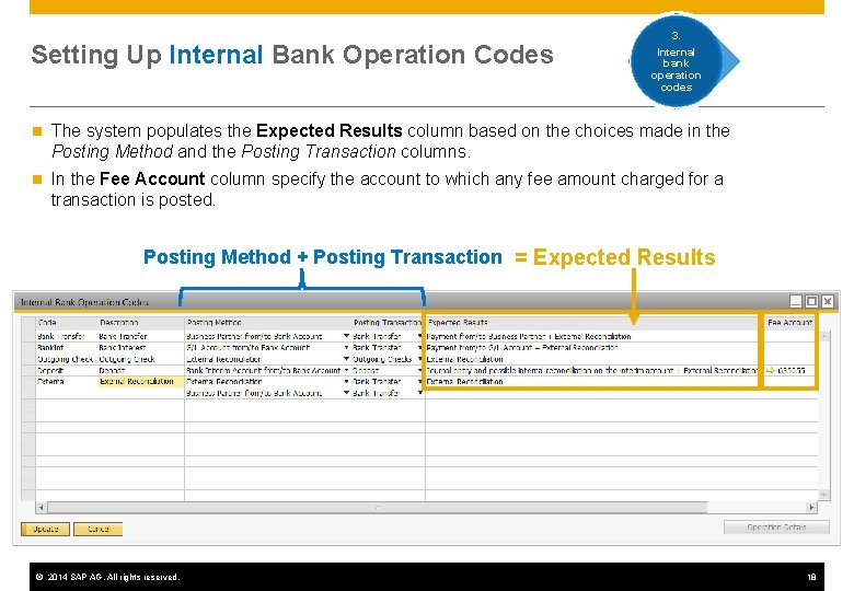 Setting Up Internal Bank Operation Codes 3. Internal bank operation codes n The system