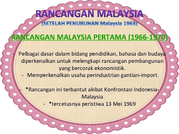 RANCANGAN MALAYSIA PERTAMA (1966 -1970) - Pelbagai dasar dalam bidang pendidikan, bahasa dan budaya