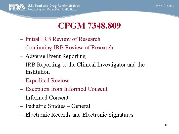 CPGM 7348. 809 – – – – – Initial IRB Review of Research Continuing