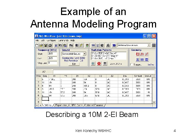 Example of an Antenna Modeling Program Describing a 10 M 2 -El Beam Ken