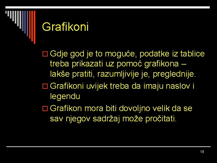 Grafikoni o Gdje god je to moguće, podatke iz tablice treba prikazati uz pomoć