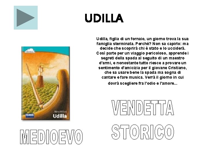 UDILLA Udilla, figlia di un fornaio, un giorno trova la sua famiglia sterminata. Perché?