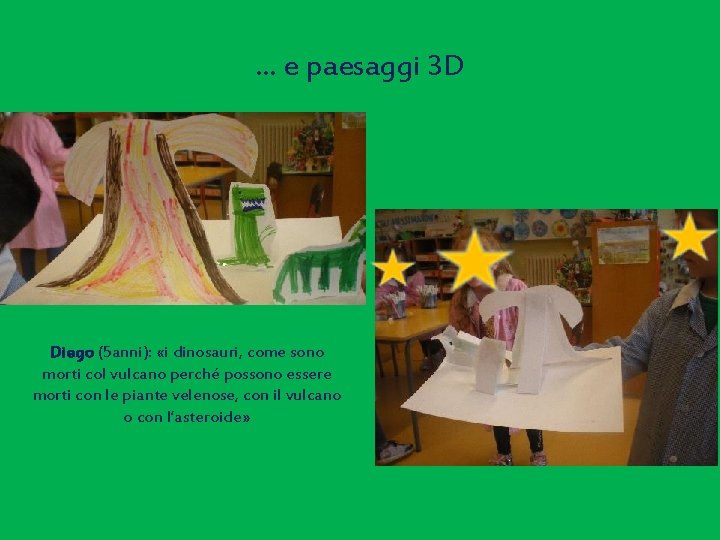 … e paesaggi 3 D Diego (5 anni): «i dinosauri, come sono morti col