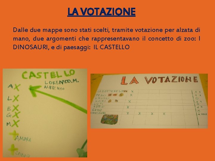 LA VOTAZIONE Dalle due mappe sono stati scelti, tramite votazione per alzata di mano,