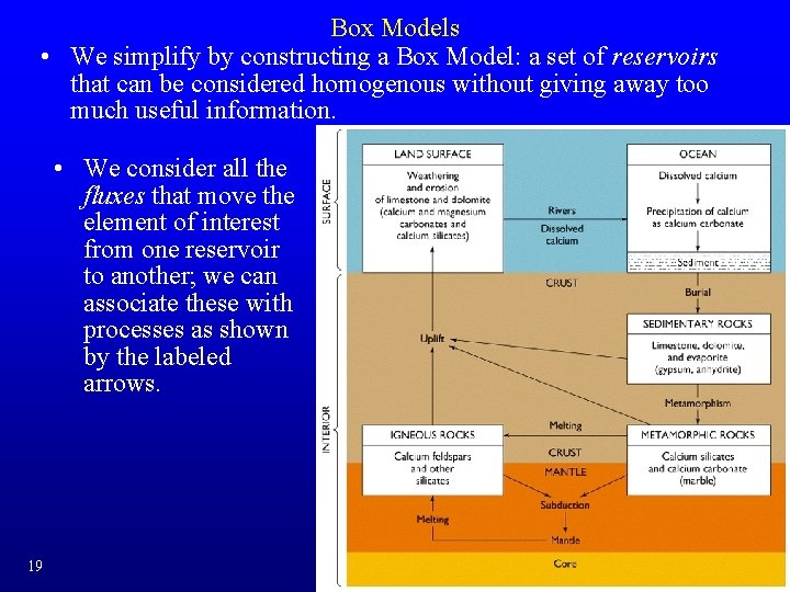 Box Models • We simplify by constructing a Box Model: a set of reservoirs