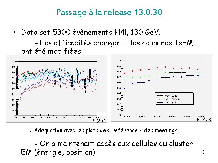 Passage à la release 13. 0. 30 • Data set 5300 évènements H 4