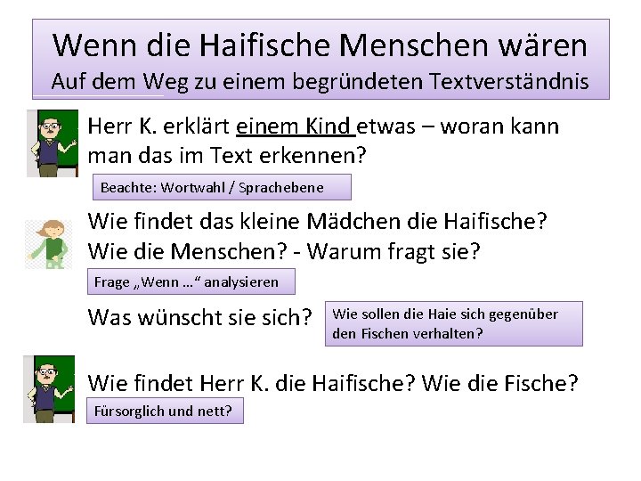 Wenn die Haifische Menschen wären Auf dem Weg zu einem begründeten Textverständnis Herr K.