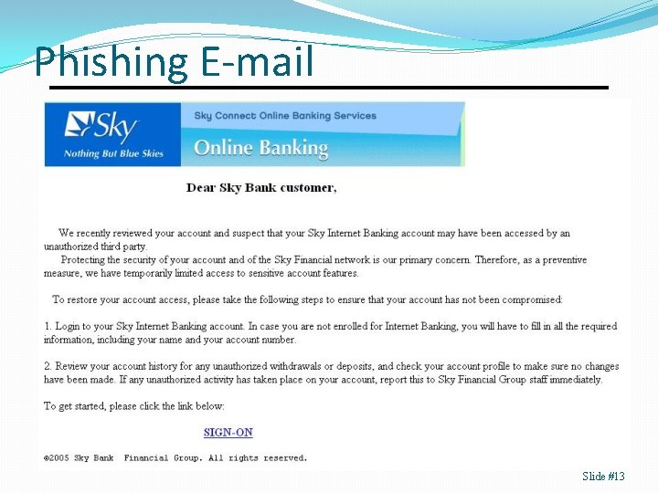 Phishing E-mail Slide #13 