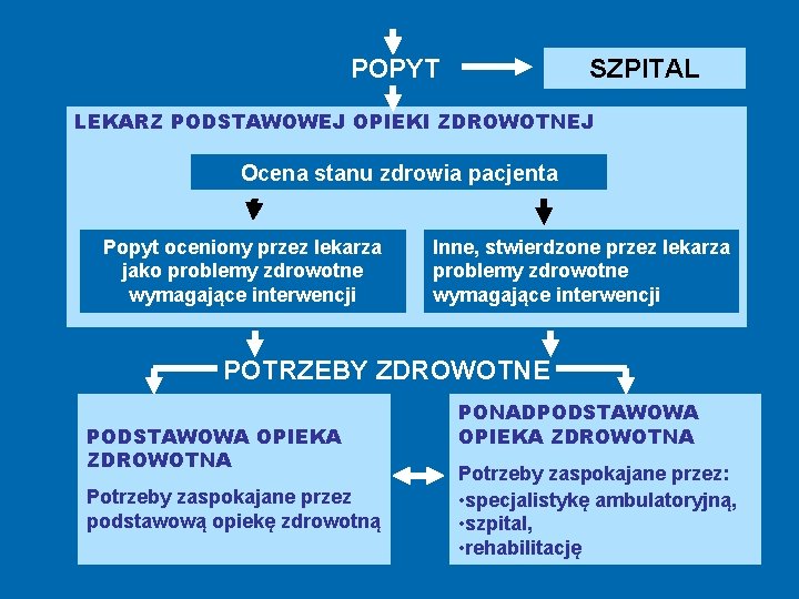 POPYT SZPITAL LEKARZ PODSTAWOWEJ OPIEKI ZDROWOTNEJ Ocena stanu zdrowia pacjenta Popyt oceniony przez lekarza