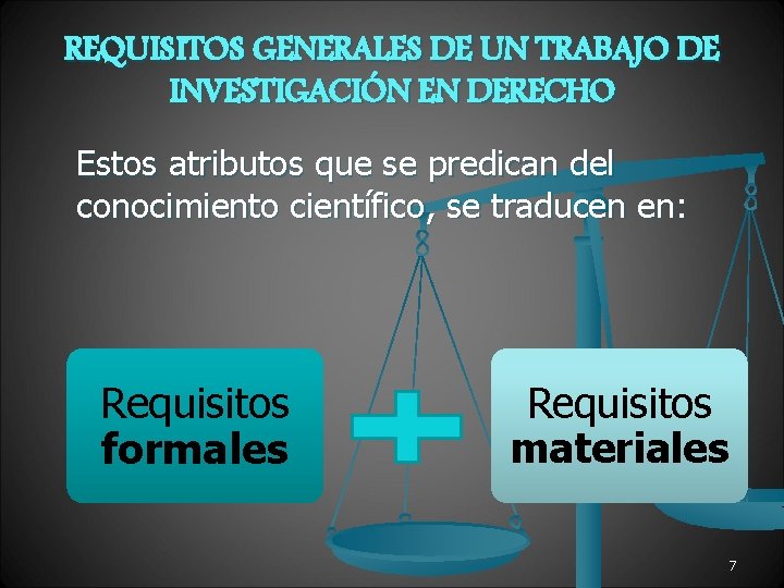 REQUISITOS GENERALES DE UN TRABAJO DE INVESTIGACIÓN EN DERECHO Estos atributos que se predican