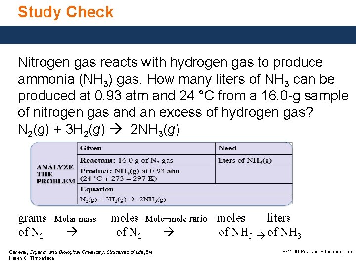 Study Check Nitrogen gas reacts with hydrogen gas to produce ammonia (NH 3) gas.