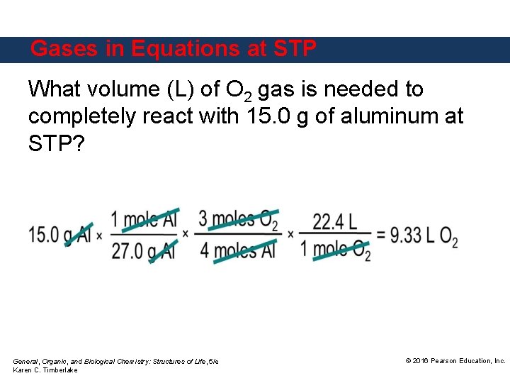 Gases in Equations at STP What volume (L) of O 2 gas is needed