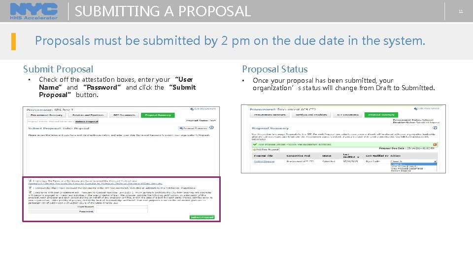 SUBMITTING A PROPOSAL 11 Proposals must be submitted by 2 pm on the due