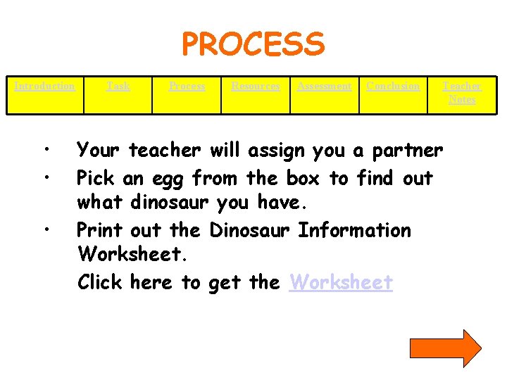 PROCESS Introduction • • • Task Process Resources Assessment Conclusion Teacher Notes Your teacher