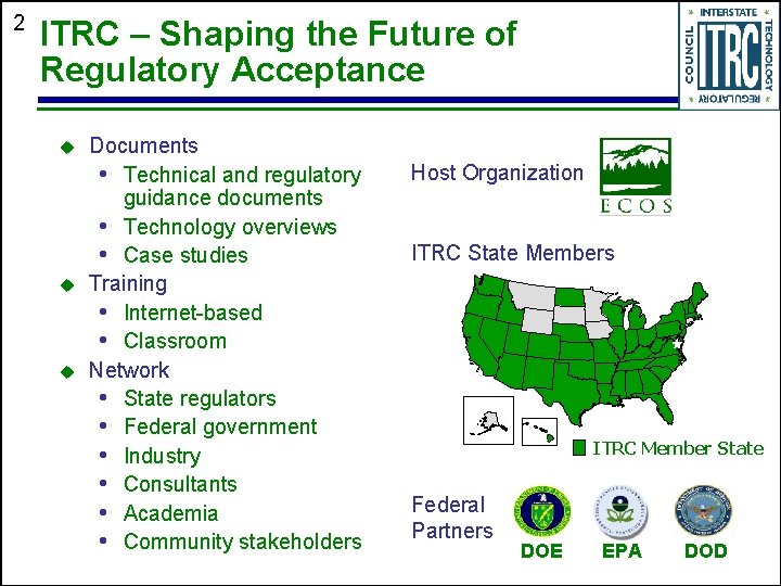 12 ITRC – Shaping the Future of Regulatory Acceptance u u u Documents •