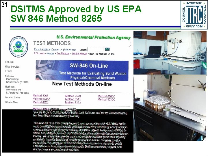 31 DSITMS Approved by US EPA SW 846 Method 8265 