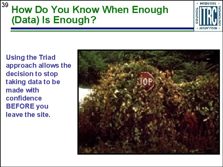 39 How Do You Know When Enough (Data) Is Enough? Using the Triad approach