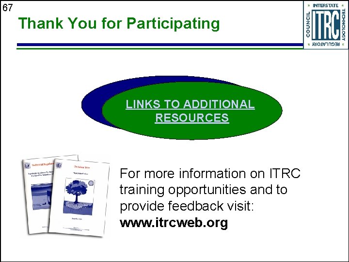 67 Thank You for Participating LINKS TO ADDITIONAL RESOURCES For more information on ITRC