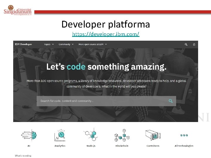 Developer platforma https: //developer. ibm. com/ 