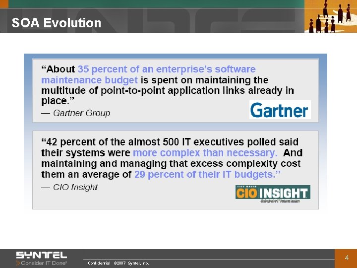 SOA Evolution Confidential © 2007 Syntel, Inc. 4 