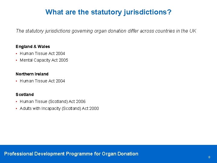 What are the statutory jurisdictions? The statutory jurisdictions governing organ donation differ across countries