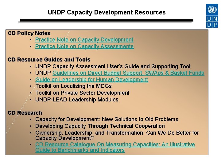 UNDP Capacity Development Resources CD Policy Notes • Practice Note on Capacity Development •