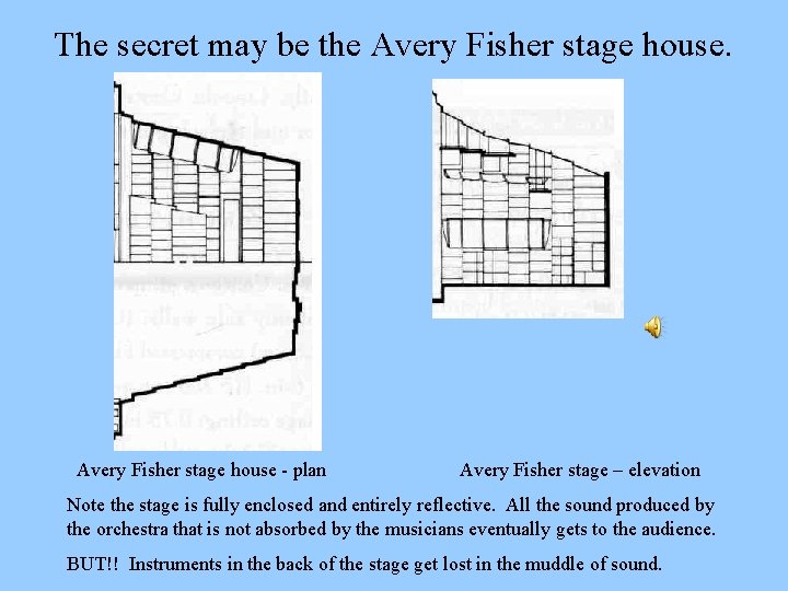 The secret may be the Avery Fisher stage house - plan Avery Fisher stage