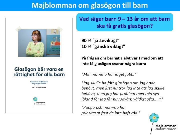 Majblomman om glasögon till barn Vad säger barn 9 – 13 år om att